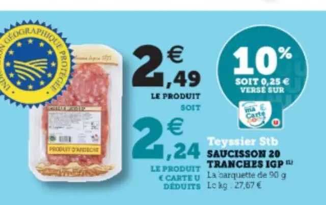 saucisson 20 tranches igp teyssier stb