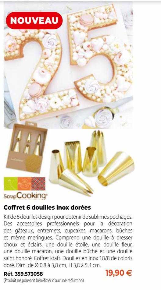 scrap cooking coffret 6 douilles inox dorées