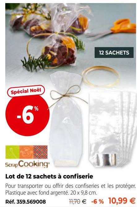 scrap cooking lot de 12 sachets à confiserie