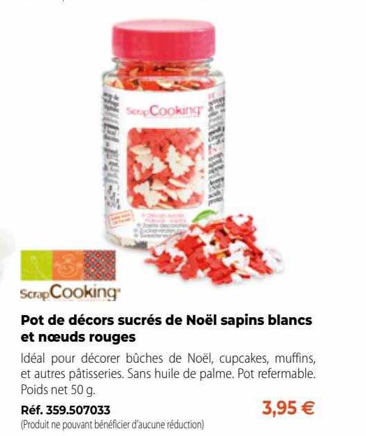 scrap cooking pot de décors sucrés de noël sapins blans et nœuds rouges