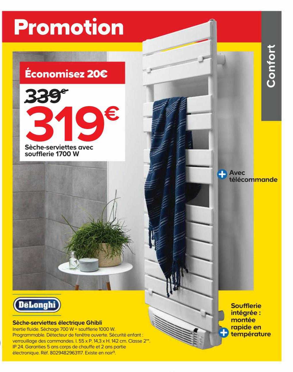 sèche-serviettes avec soufflerie électrique ghibli 1700 w dëlonghi