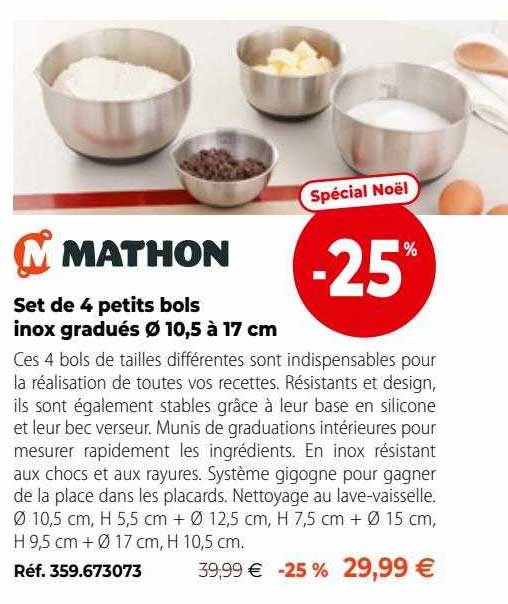 set de 4 petits bols inox gradués