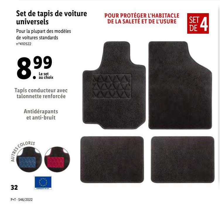 set de tapis de voiture universels