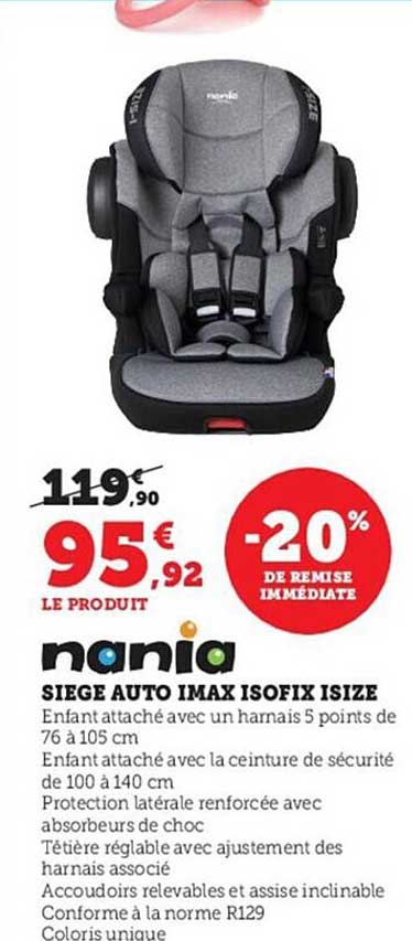 siège auto imax isofix isize nania