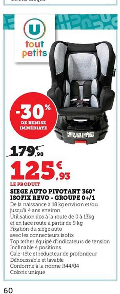 siège auto pivotant 360° isofix revo - groupe 0+-1 u tout petits