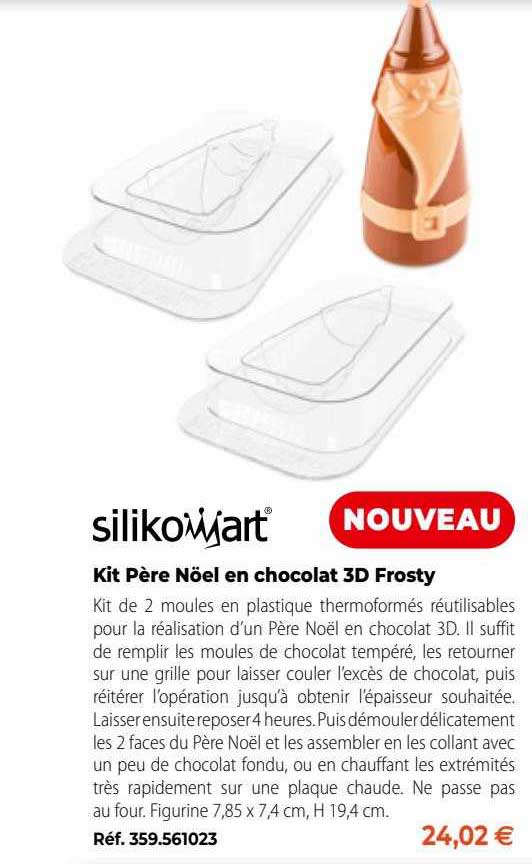 siliko art kit père noël en chocolat 3d frosty