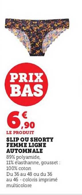 slip ou shorty femme ligne automnale