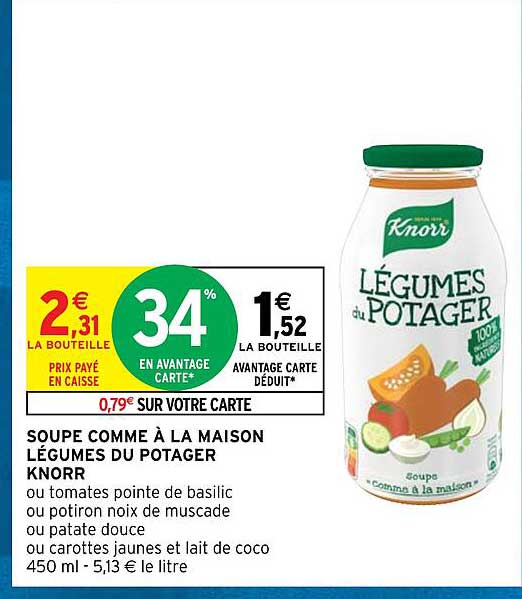 soupe comme à la maison légumes du potager knorr