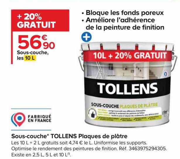 sous-couche tollens plaques de plâtre