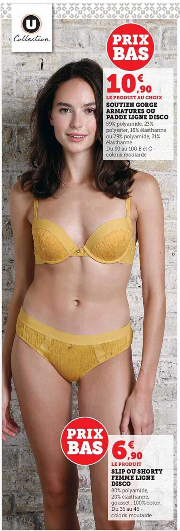 soutien gorge armatures ou padde ligne disco u collection, slip ou shorty femme ligne disco u collection