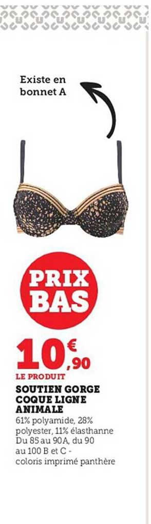 soutien gorge coque ligne animale