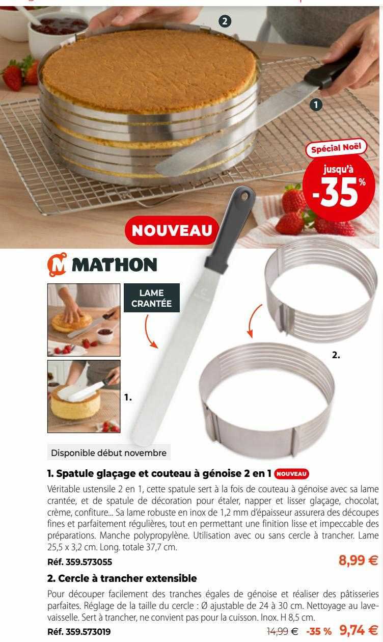 spatule glaçage et couteau à génoise 2en1 ou cercle à trancher extensible