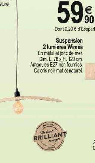 suspension 2 lumières wiméa