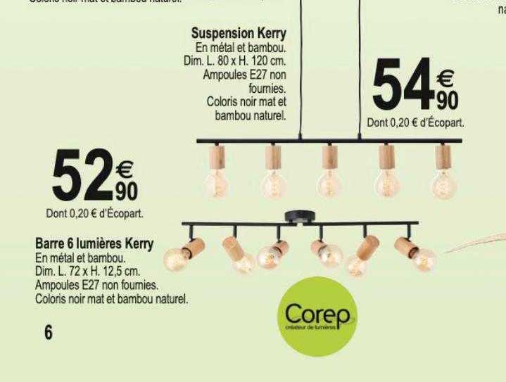 Suspension Kerry Barre 6 Lumières Kerry