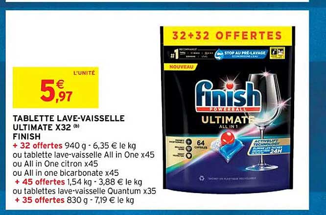 tablette lave-vaisselle ultimate x32 finish