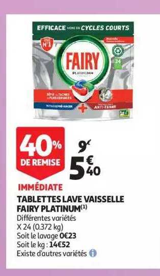 tablettes lave vaisselle fairy platinum
