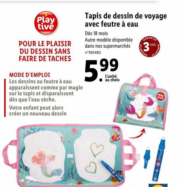 tapis de dessin de voyage avec feutre à eau playtive
