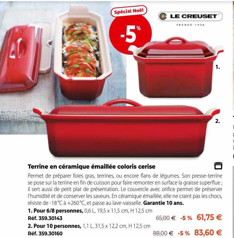 terrine en céramique émaillée coloris cerise le creuset