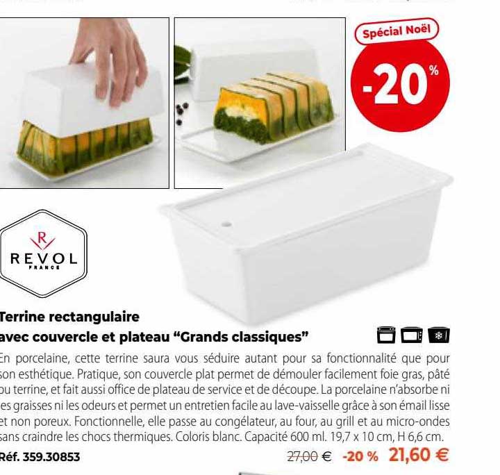terrine rectangulaire avec couvercle et plateau "grands classiques" revol