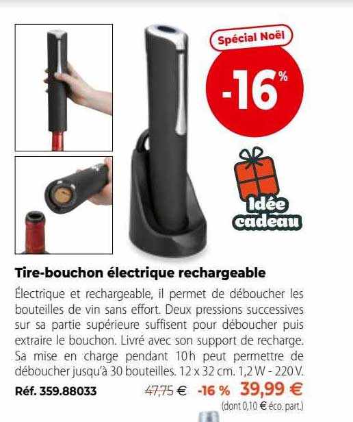 tire-bouchon électrique rechargeable