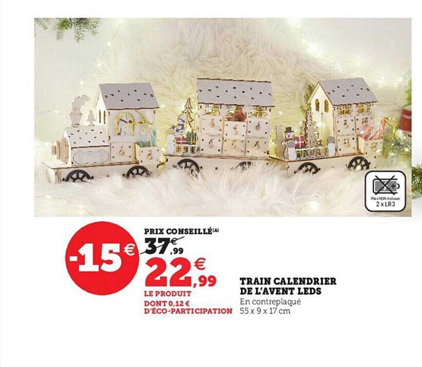 train calendrier de l'avent leds