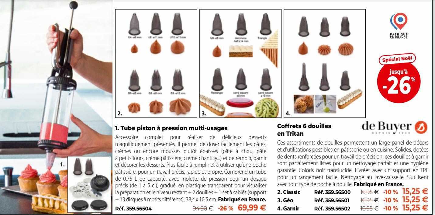 tube piston à pression multi-usages ou coffrets 6 douilles en tritan de buyer
