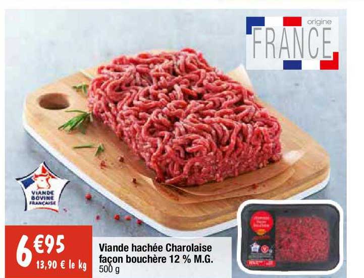 viande hachée charolaise façon bouchère 12% m.g.