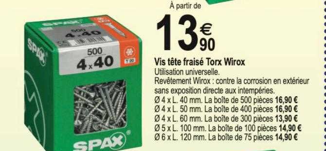 vis tête fraisé torx wirox