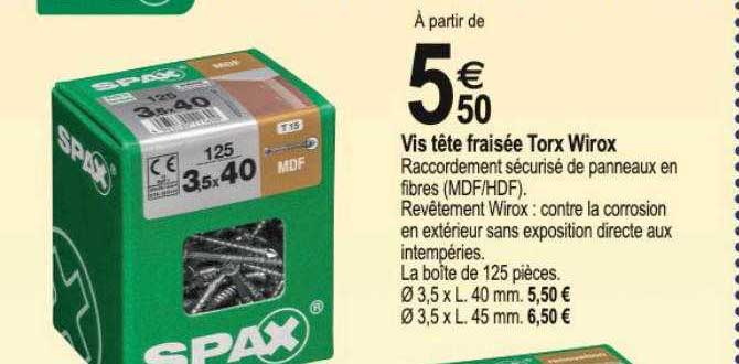 vis tête fraisée torx wirox