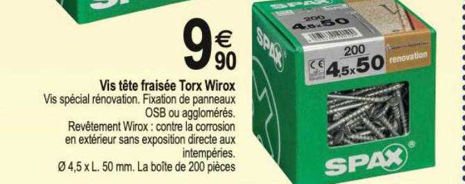 vis tête fraisée torx wirox