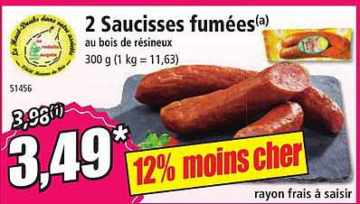2 saucisses fumées au bois de résineux