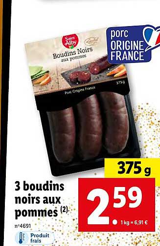 3 boudins noirs aux pommes saint alby