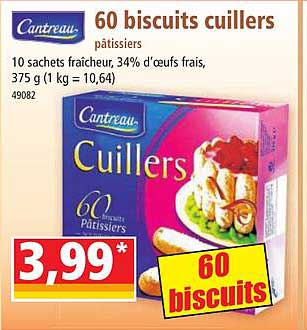 60 biscuits cuillers pâtisseries cantreau