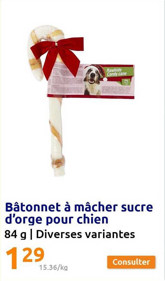 bâtonnet à mâcher sucre d'orge pour chien