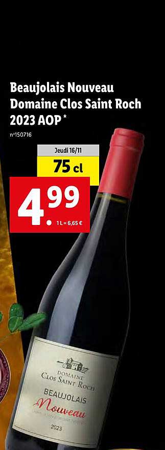 beaujolais nouveau domaine clos saint roch 2023 aop