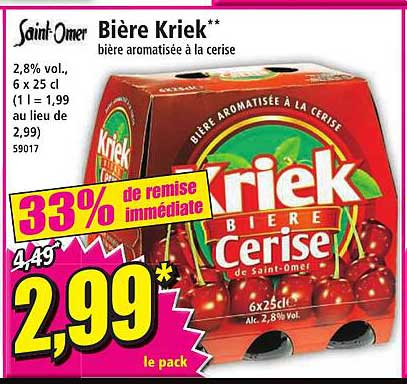 bière kriek bière aromatisée à la cerise saint-omer