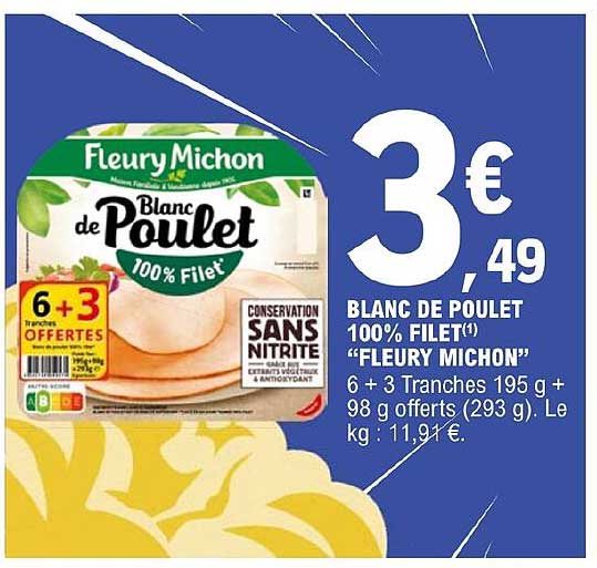 blanc de poulet 100% filet "fleury michon"