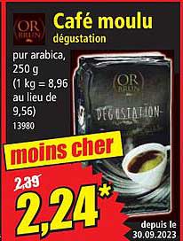 Café Moulu Dégustation Or Brun