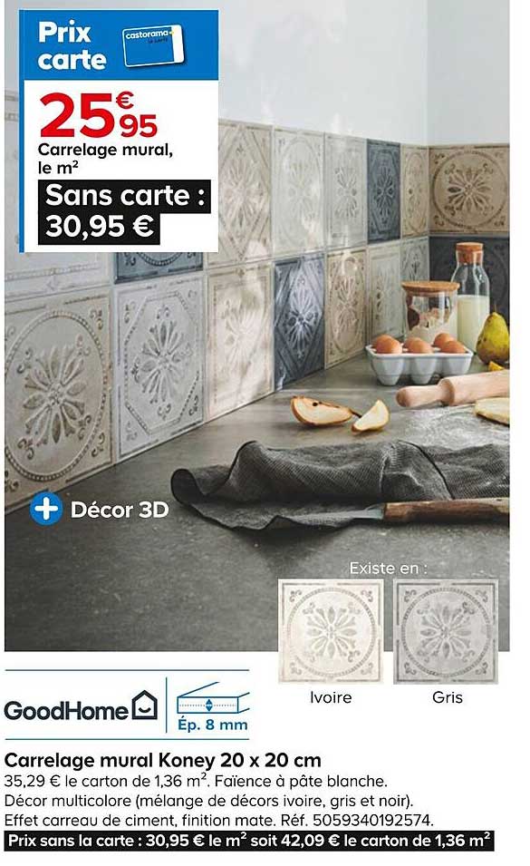 Carrelage Mural Koney 20 X 20 Cm GoodHome