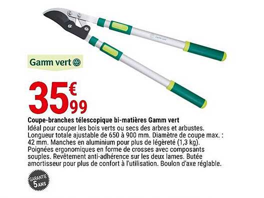 coupe-branches télescopique bi-matières gamm vert