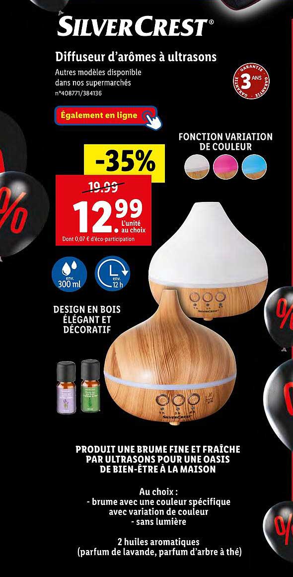 diffuseur d'arômes à ultrasons silvercrest