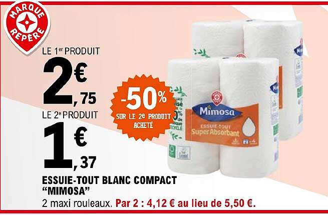essuie-tout blanc compact "mimosa"