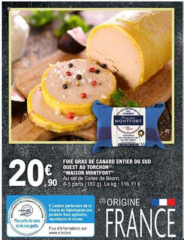 foie gras de canard entier du sud ouest au torchon "maison montfort"