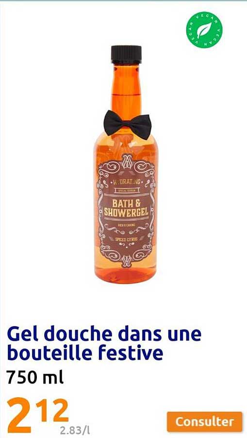 gel douche dans une bouteille festive