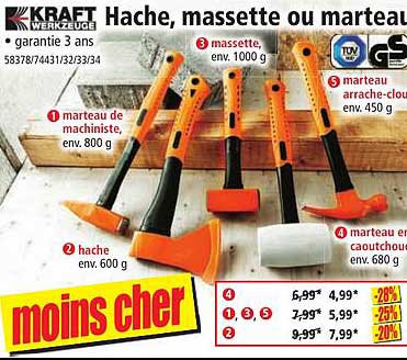 hache, massette ou marteau kraft werkzeuge