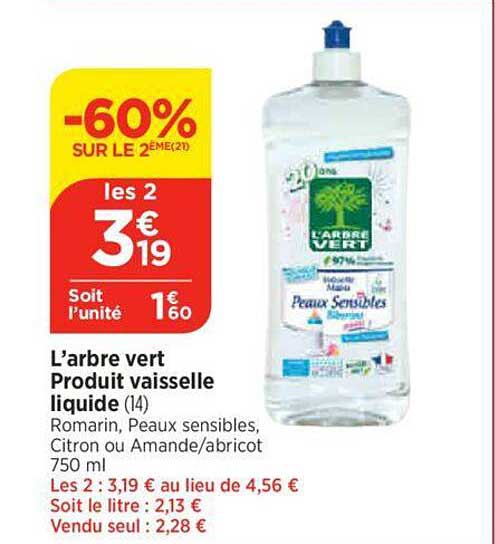 l'arbre vert produit vaisselle liquide