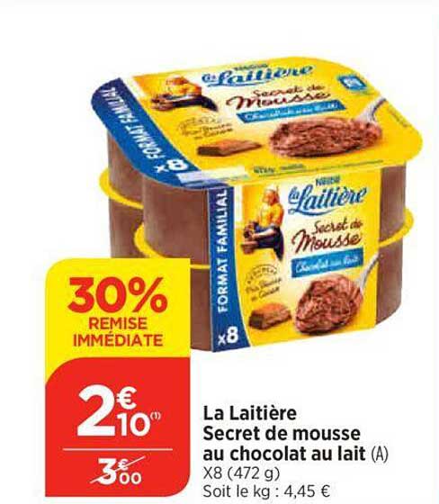 La Laitière Secret De Mousse Au Chocolat Au Lait