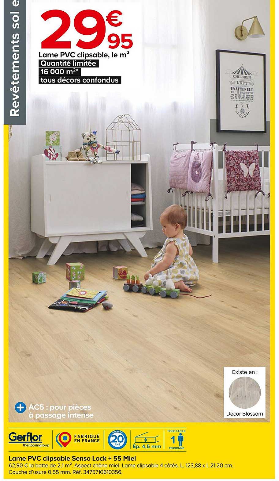 lame pvc clipsable senso lock + 55 miel gerflor