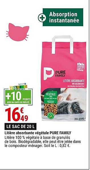 Litière Absorbante Végétale Pure Family