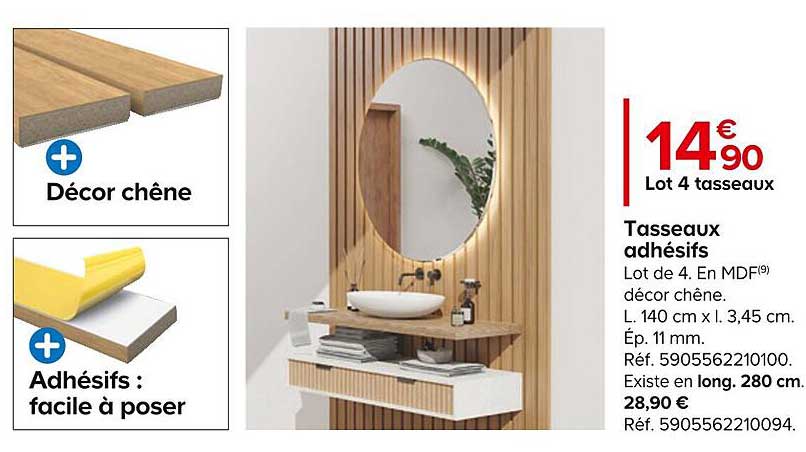 lot 4 tasseaux adhésifs